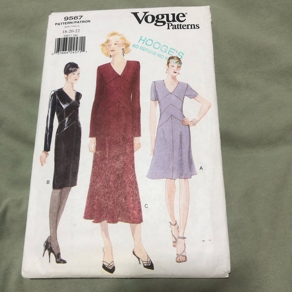 Vogue pattern 9567- sizes 18-20-22- fitted tapered A-line dress - Picture 9 of 9